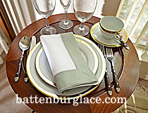 White Hemstitch Napkin with Mirage Gray colored Trims.